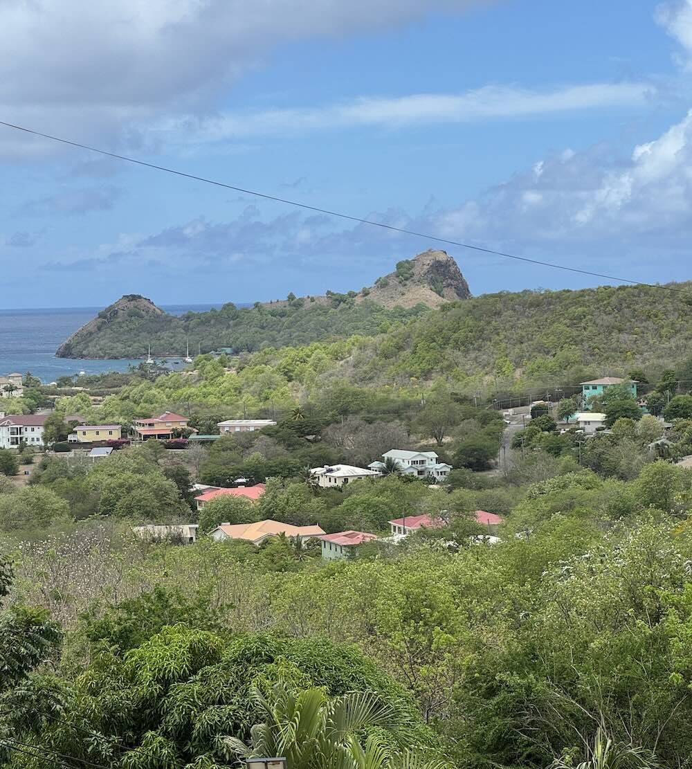 View of Pigeon island and caribbean sea